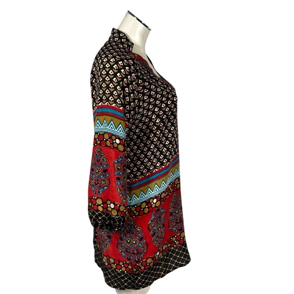 TOLANI Nisha 100% Silk Boho Tunic Top Mini Dress Women's Size S - Picture 5 of 16